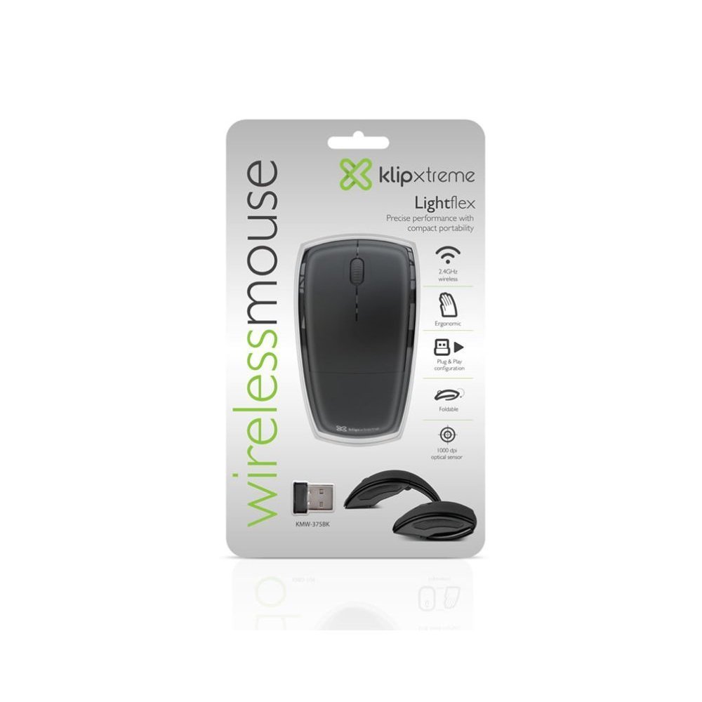 Klip Xtreme Lightflex KMW-375 - Ratón - ergonómico - óptico - 3 botones - inalámbrico - 2.4 GHz - receptor inalámbrico USB - negro - Imagen 2