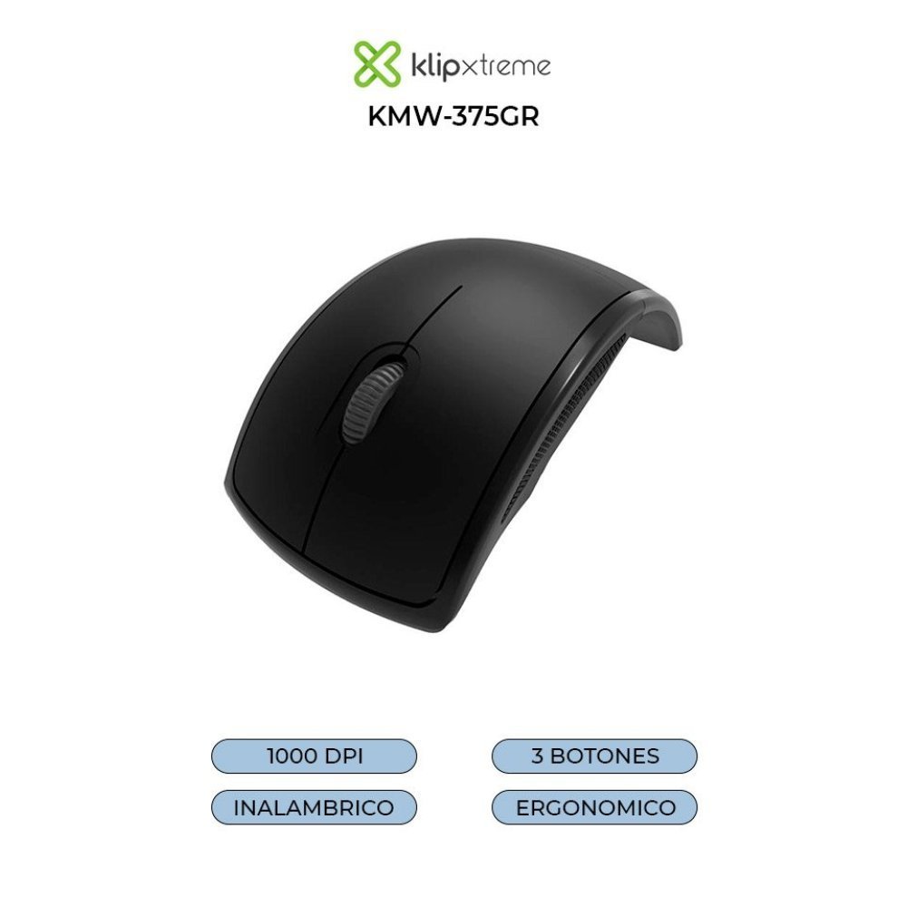 Klip Xtreme - Mouse - 2.4 GHz - Wireless - Gray - Foldable - 1000dpi - Imagen 4