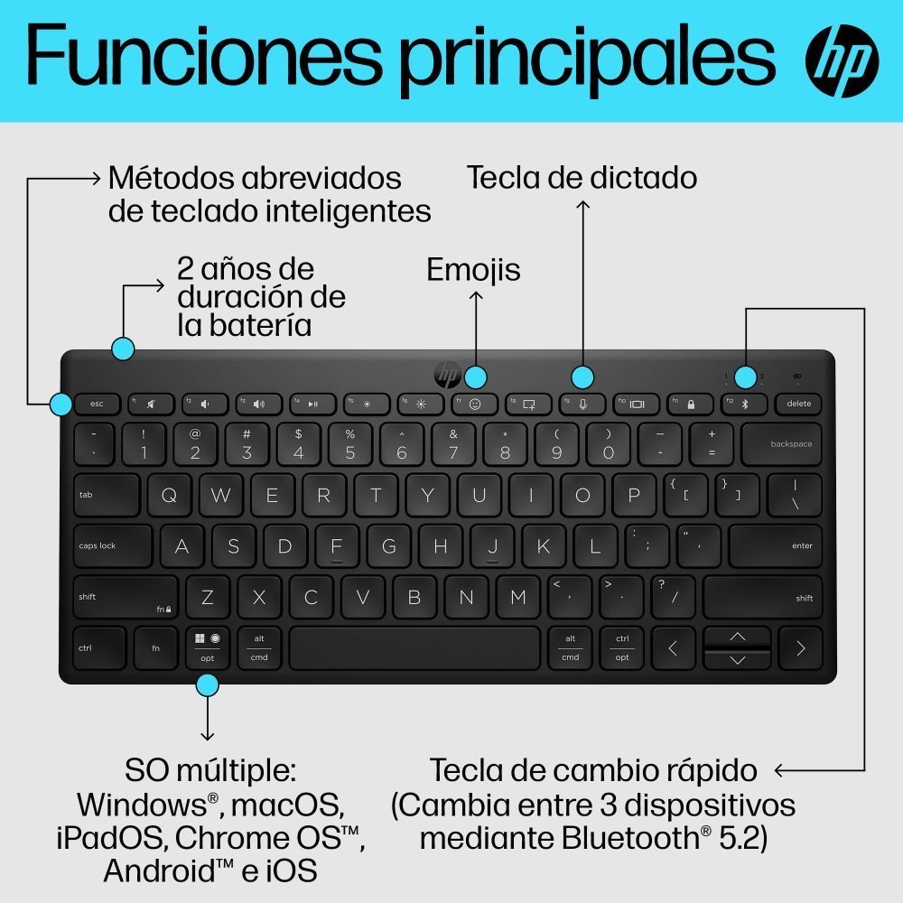 HP - Keyboard - 350 Compact Multi-Device - Imagen 5