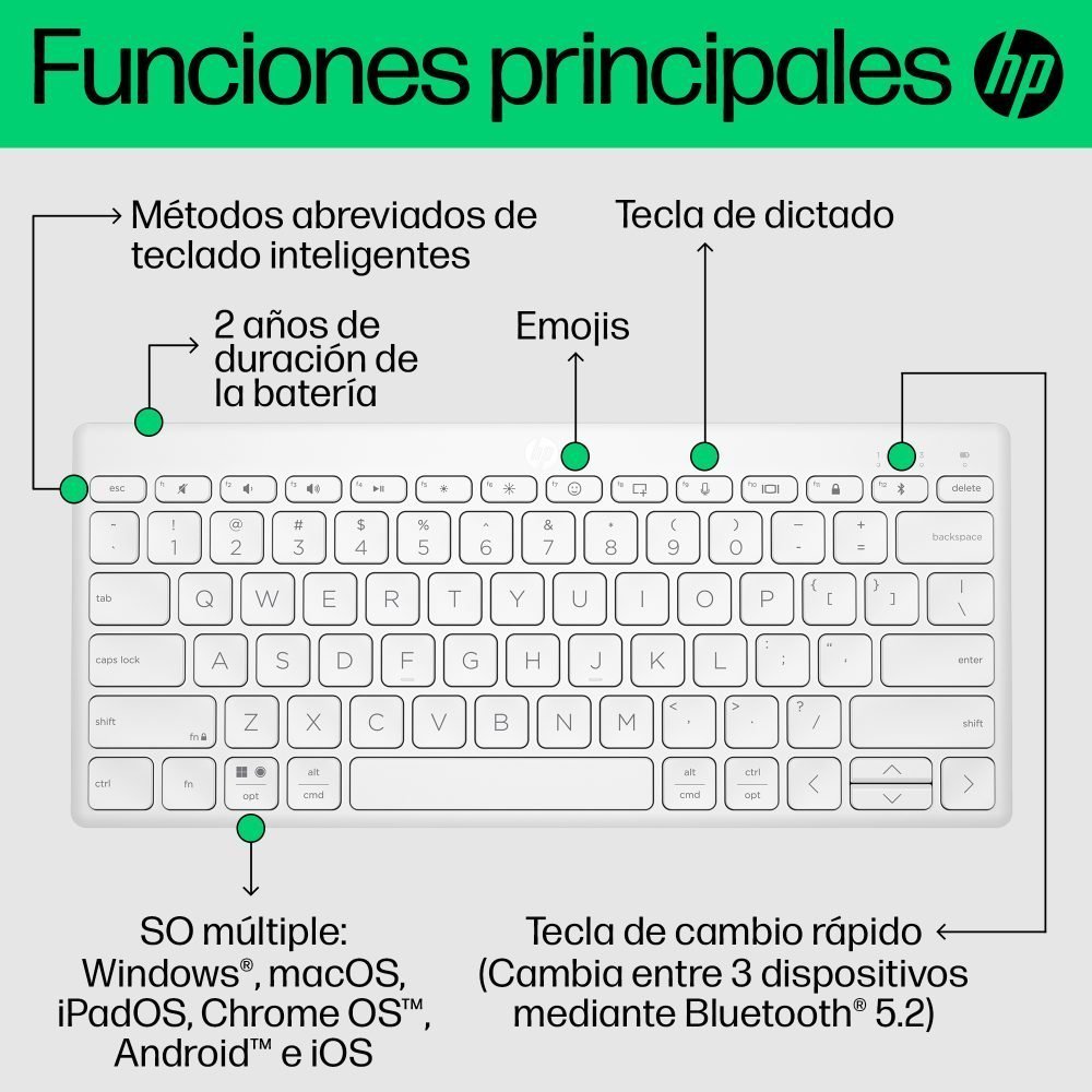 HP - Keyboard - Wireless - White - 692T0AA#ABM - Imagen 3