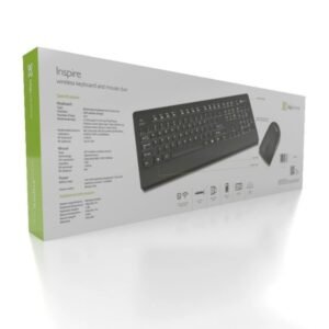 Klip Xtreme - Keyboard and mouse set - English - Wireless - USB - Black - water resistant