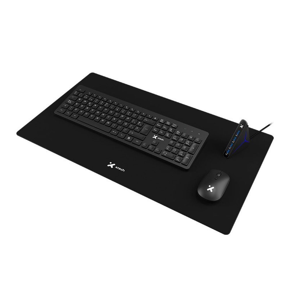 Xtech - MM Keyboard wls, mouse wls, mouse pad XL and USB 3.0 Hub Kit - Spanish - Wireless / Wired - 2.4 GHz / USB - Black - XTK-320S - Imagen 2