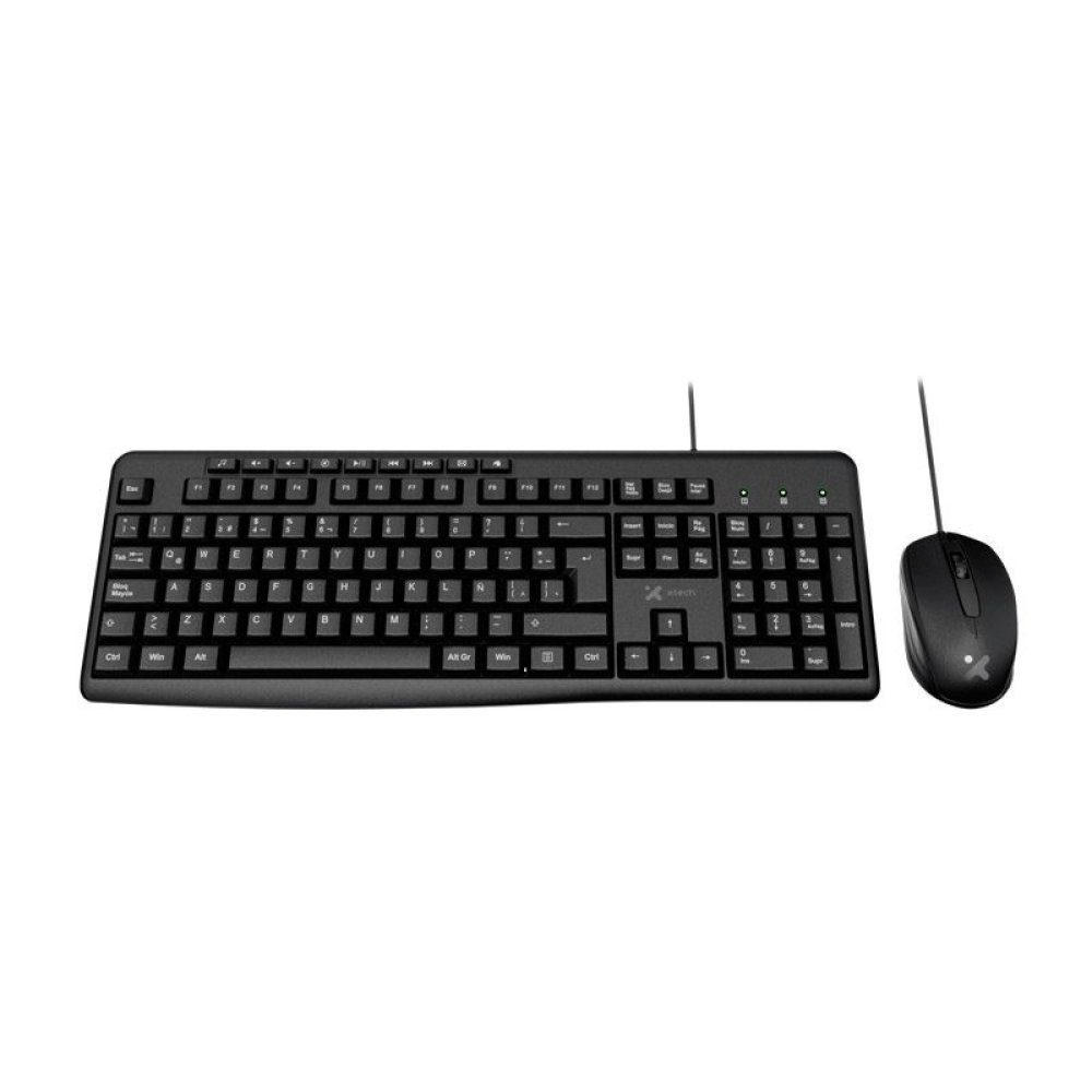 Xtech - Keyboard and mouse set - Wired - Spanish - USB - Black - Multimedia XTK-302S