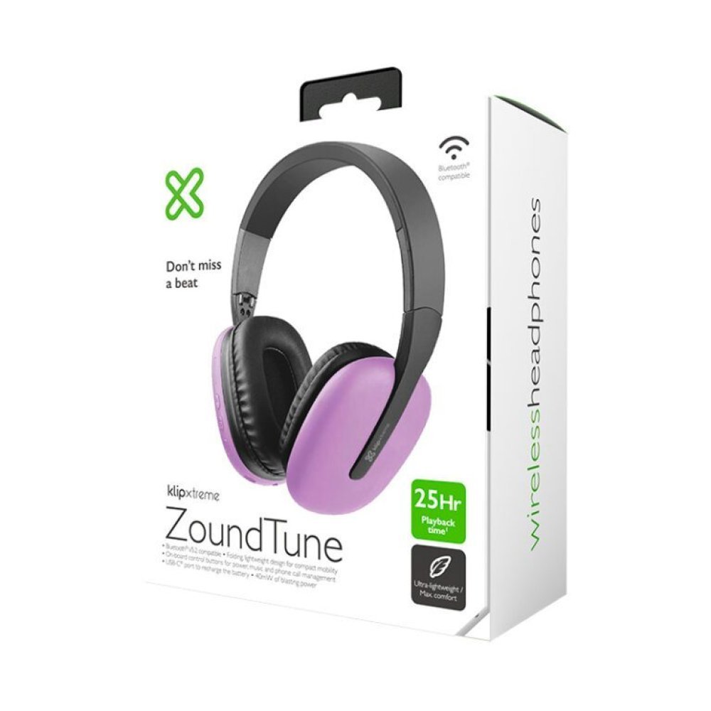 Klip Xtreme - KWH-010PR - Headphones - Para Home audio / Para Portable electronics / Para Professional audio / Para Cellular phone - Wireless - 25Hrs - Purple - BT - Imagen 3