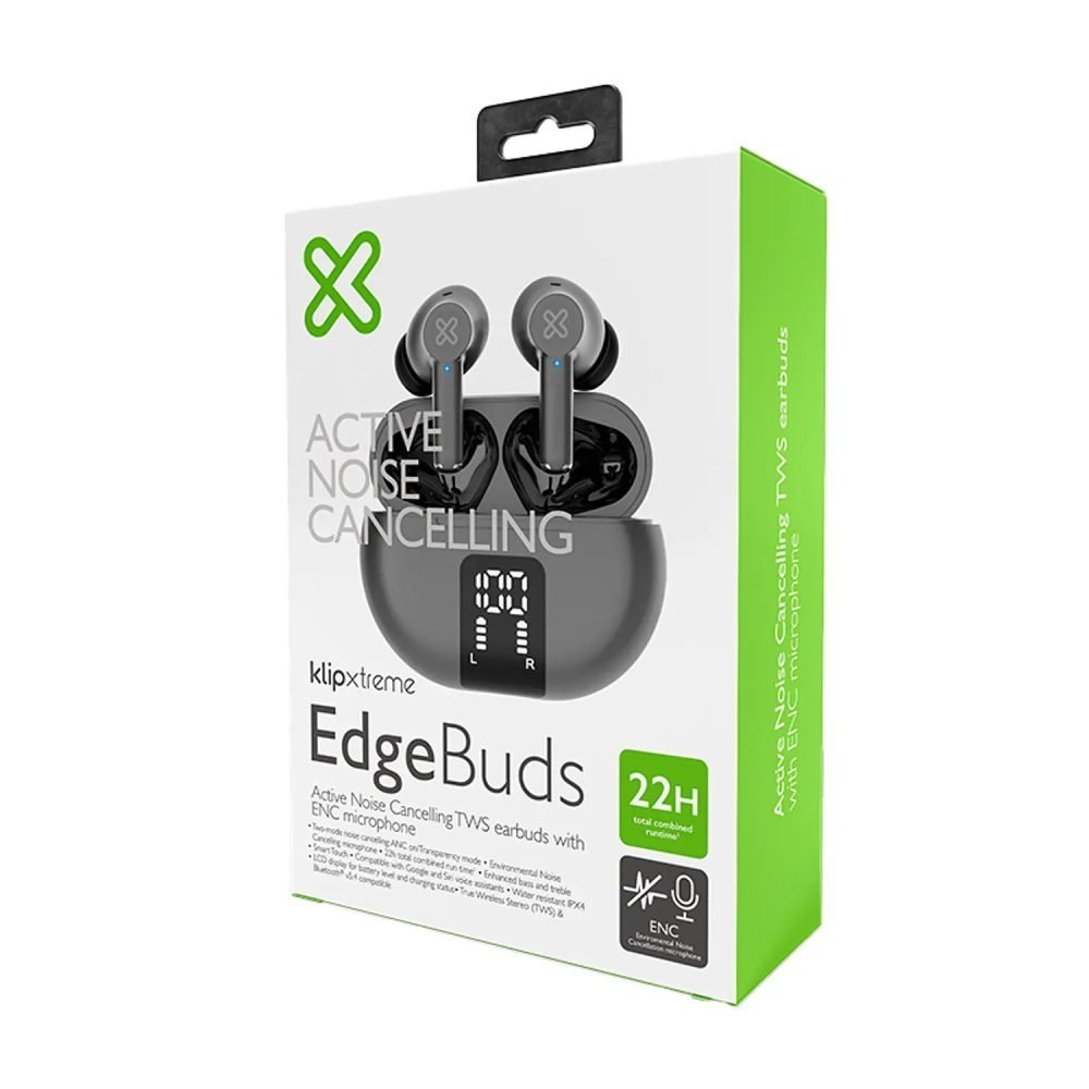 Klip Xtreme - True wireless earphones - Para Phone / Para Portable electronics / Para Tablet - Wireless - 22Hrs ANC Gray - Imagen 2