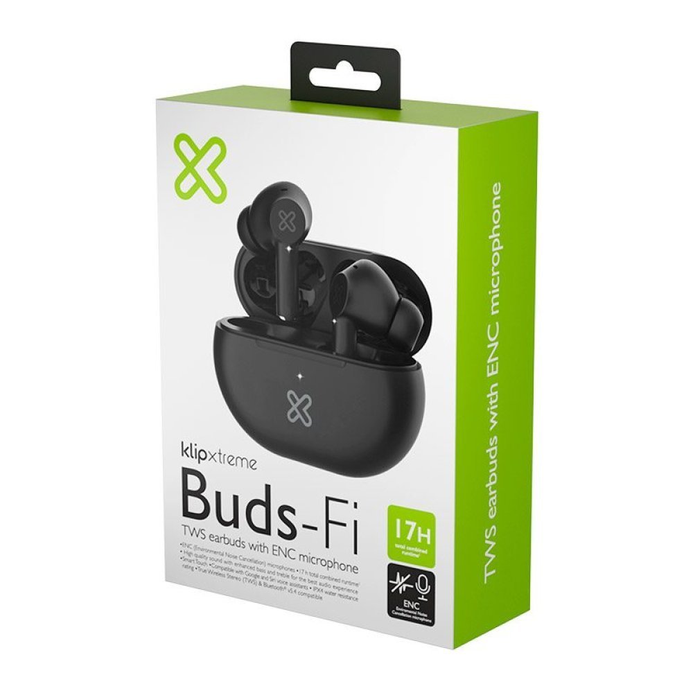 Klip Xtreme - True wireless earphones - Para Phone / Para Portable electronics / Para Tablet - Wireless - 17Hrs IPX Black