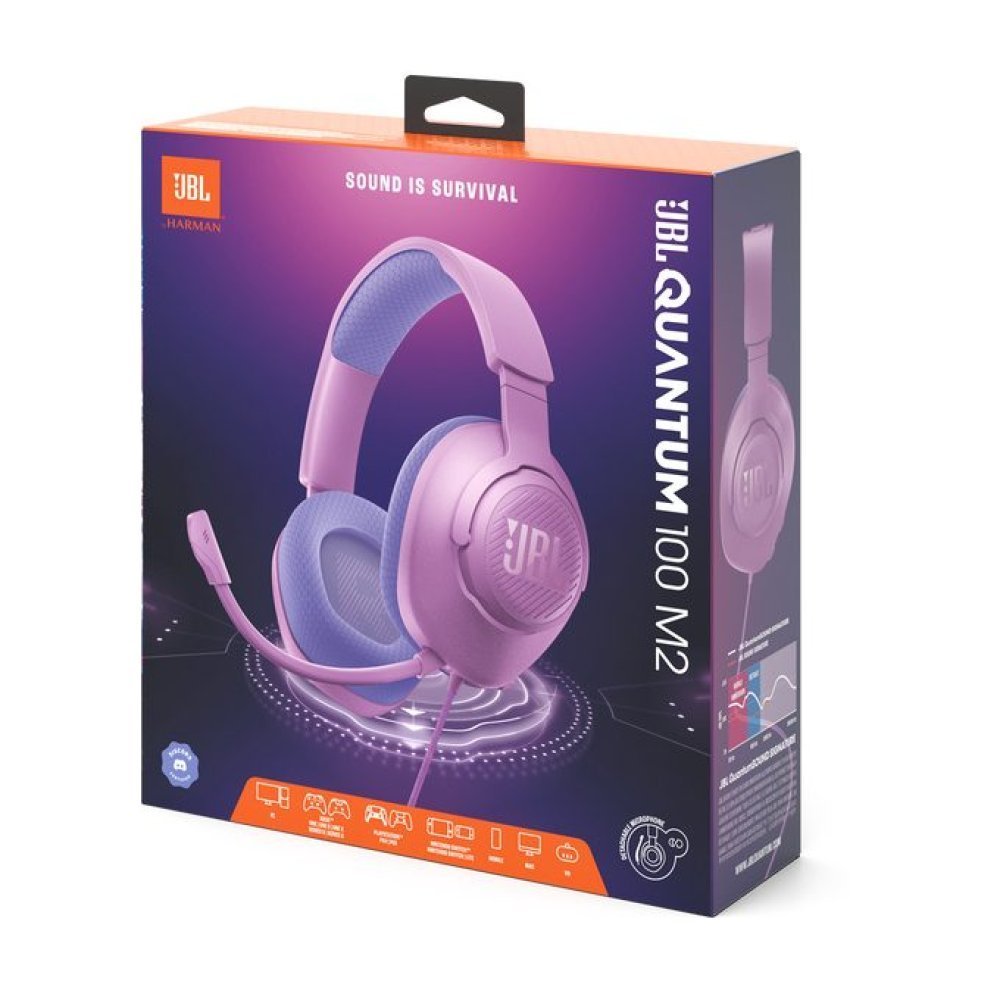 JBL Quantum 100M2 - Auriculares con diadema - Cableado - Púrpura- Respuesta de frecuencia 20 Hz - 20 kHz - Conector de 5.5mm -Tipo de micrófono Asta desmontable - Imagen 4