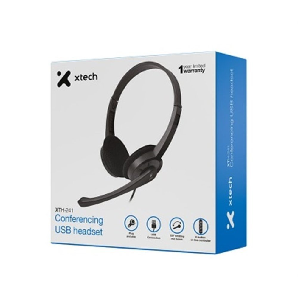 Xtech - XTH-241 - Headphones with microphone - Para Conference / Para Computer - Wired - USB/ In line control - Imagen 2