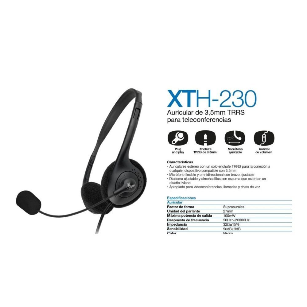 Xtech XTH-230 - Auricular - en oreja - cableado - conector de 3,5 mm - negro - Imagen 2