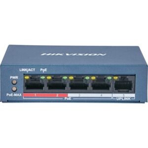 Hikvision Value Series DS-3E0105P-E/M - Conmutador - sin gestionar - 4 x 10/100 (PoE+) + 1 x 10/100 (enlace ascendente) - sobremesa - PoE+ (35 W) - alimentación cc