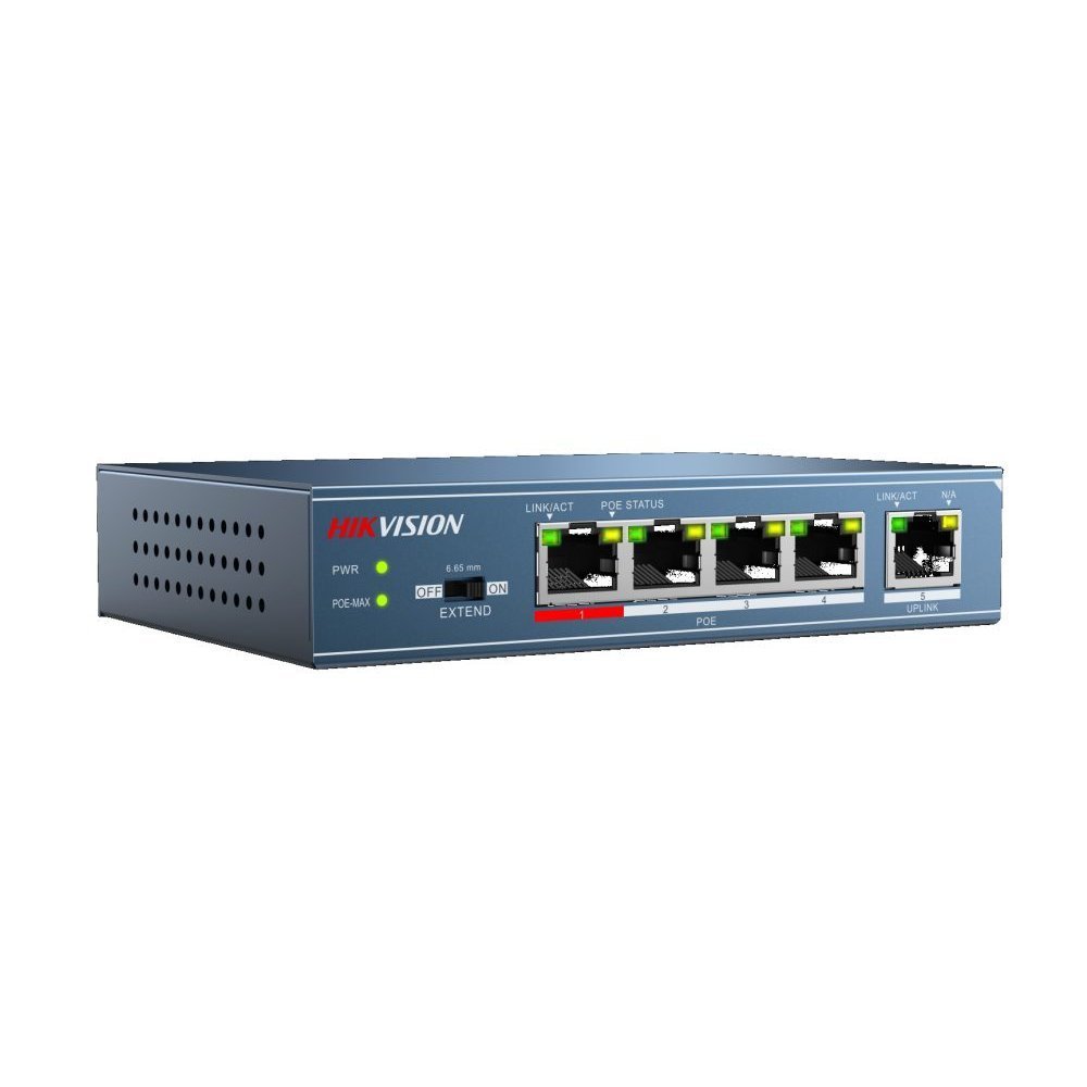 Hikvision Value Series DS-3E0105P-E/M - Conmutador - sin gestionar - 4 x 10/100 (PoE+) + 1 x 10/100 (enlace ascendente) - sobremesa - PoE+ (35 W) - alimentación cc - Imagen 2