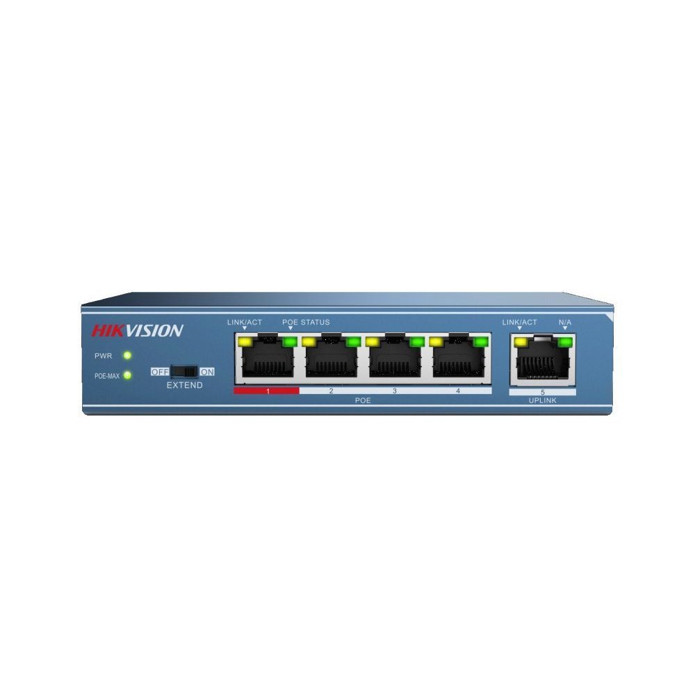 Hikvision Value Series DS-3E0105P-E/M - Conmutador - sin gestionar - 4 x 10/100 (PoE+) + 1 x 10/100 (enlace ascendente) - sobremesa - PoE+ (35 W) - alimentación cc - Imagen 3