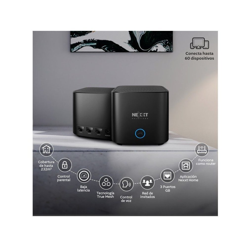 Nexxt Solutions Home - Wireless router - Wireless - 802.11a/b/g/n/ac - Desktop - 2 pack - Imagen 2