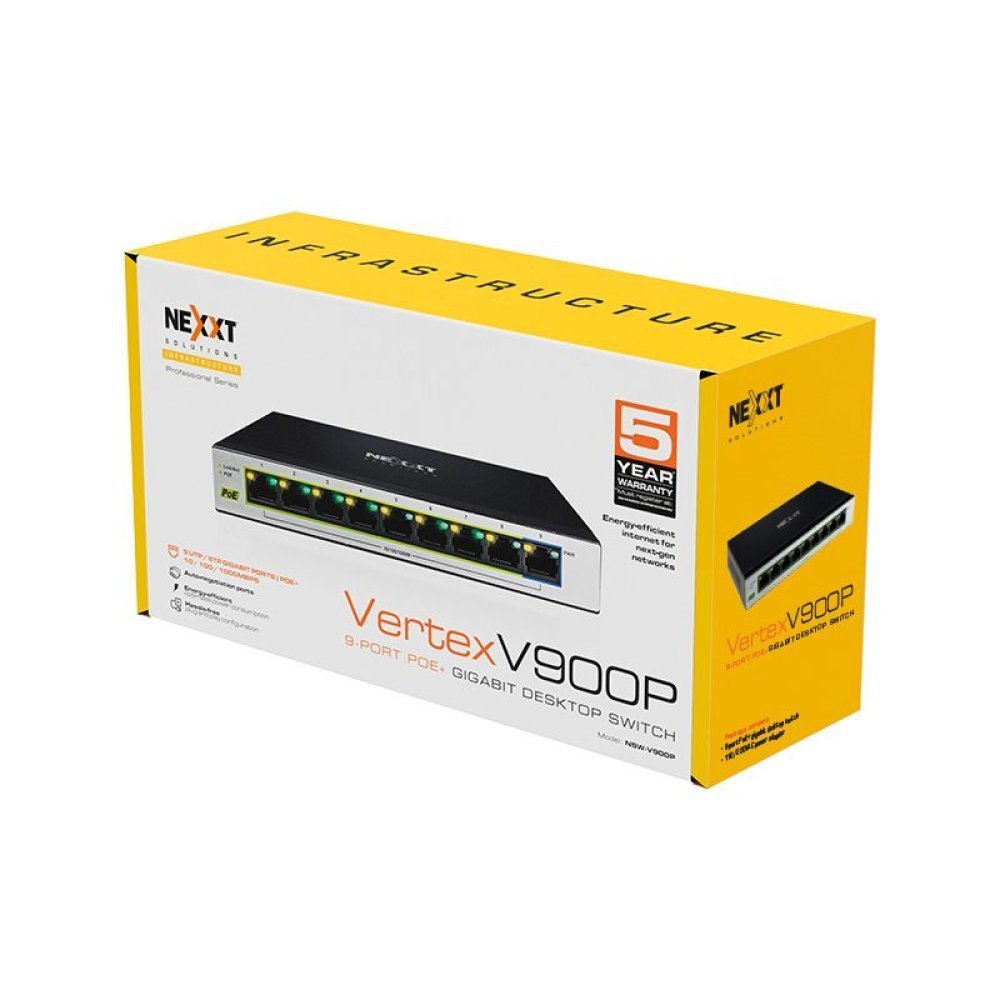 Nexxt Solutions Infrastructure - Switch - Gigabit Ethernet - 9 x 10/100/1000 - 1 Gigabit Ethernet - 9 POE+ 120W - Imagen 4
