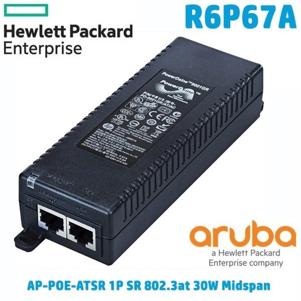 HPE Aruba AP-POE-ATSR 1-Port Smart Rate midspan - Inyector de corriente - 30 vatios - para HPE Aruba AP-303, 304, 305, 503, 504, 505, 518, 575, 577; Instant IAP-304, 305, 324, 325 - Imagen 2