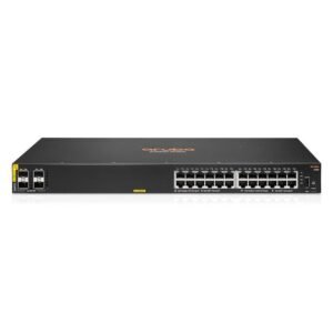 HPE Aruba 6100 24G Class4 PoE 4SFP+ - Conmutador - Gestionado - 24 x 10/100/1000 (PoE+) + 4 x 1 Gigabit / 10 Gigabit SFP+ - flujo de aire de lado a lado - montaje en rack - PoE+ (370 W)