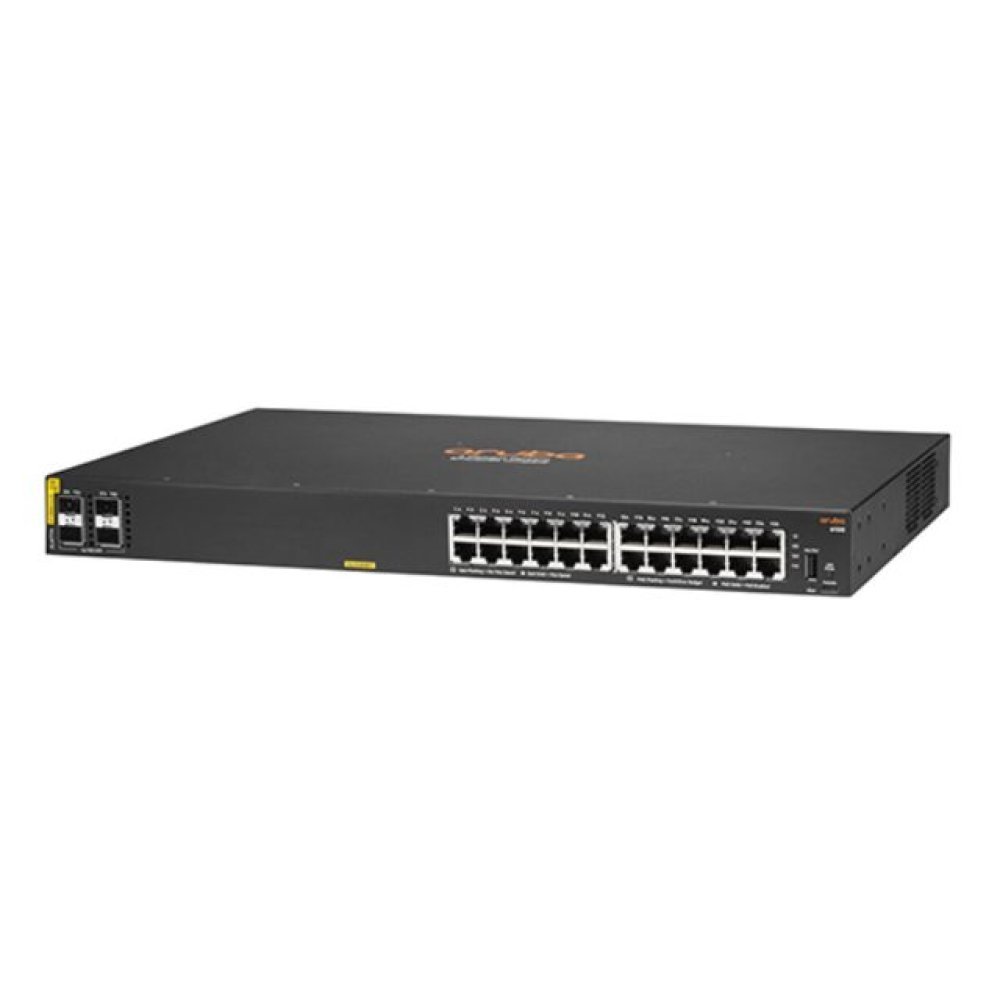 HPE Aruba 6100 24G Class4 PoE 4SFP+ - Conmutador - Gestionado - 24 x 10/100/1000 (PoE+) + 4 x 1 Gigabit / 10 Gigabit SFP+ - flujo de aire de lado a lado - montaje en rack - PoE+ (370 W) - Imagen 2