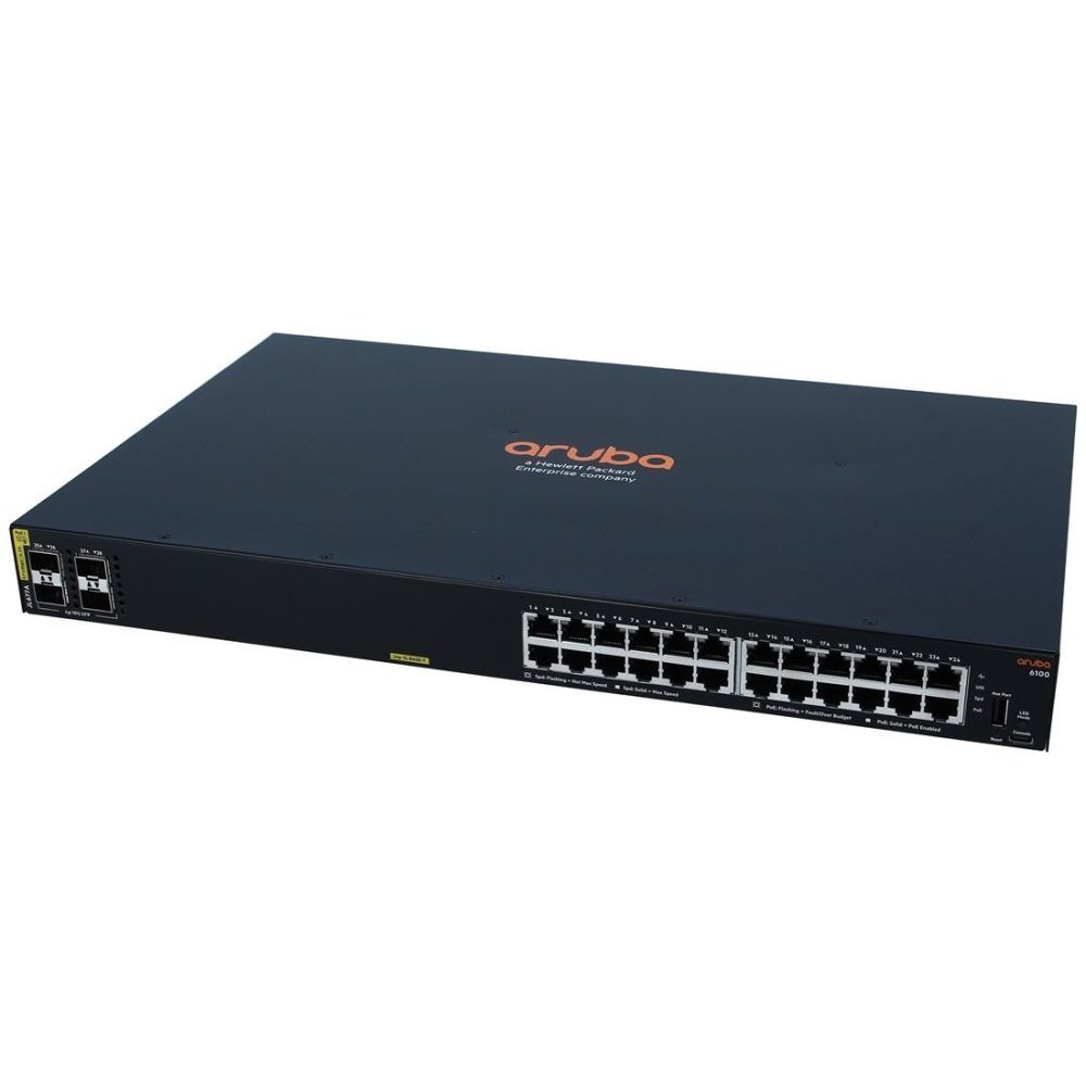 HPE Aruba 6100 24G Class4 PoE 4SFP+ - Conmutador - Gestionado - 24 x 10/100/1000 (PoE+) + 4 x 1 Gigabit / 10 Gigabit SFP+ - flujo de aire de lado a lado - montaje en rack - PoE+ (370 W) - Imagen 4
