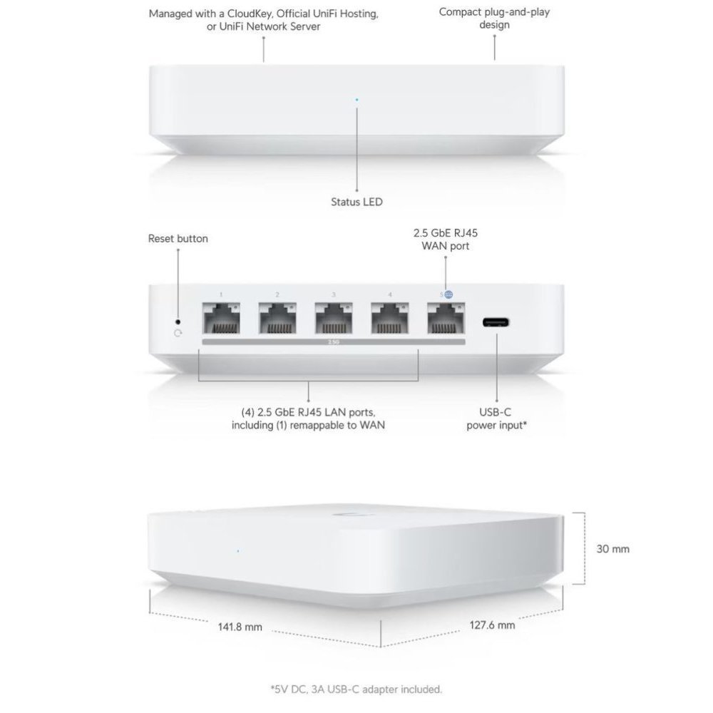 Ubiquiti Unifi Gateway Max Compact multi-WAN UniFi gateway - Imagen 3