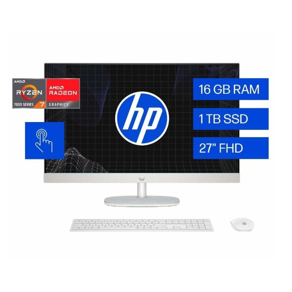 HP 27-cr0278la - All-in-one - AMD Ryzen 7 7730U / 4.5 GHz - DDR5 SDRAM - 1 TB HDD - 27" - UMA - Windows 11 Home - White