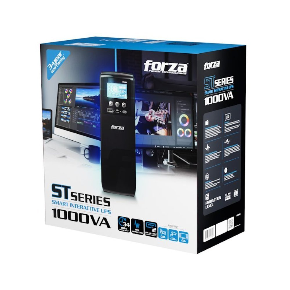 Forza - UPS - Line interactive - 600 Watt - 1000 VA - AC 110/120 V - 10-NEMA USB 1A/1C - Imagen 2