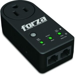 Forza Surge Zion 2K10 - Supresor de sobrevoltaje - 110V US - 1 RJ45 - 1 Salida - Rango de Voltaje 90-140 VAC - Proteccion de Picos IMAX 18000A - Color Negro