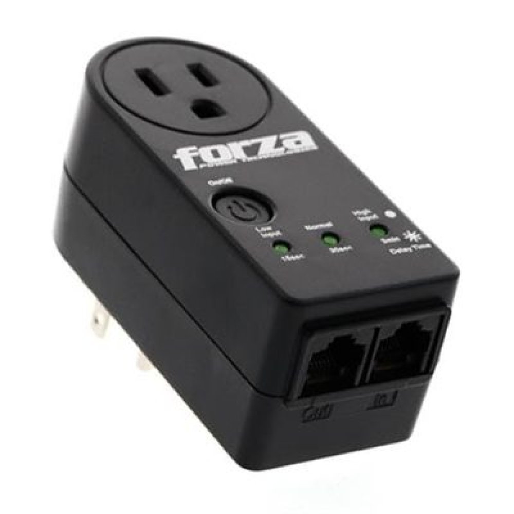 Forza Surge Zion 2K10 - Supresor de sobrevoltaje - 110V US - 1 RJ45 - 1 Salida - Rango de Voltaje 90-140 VAC - Proteccion de Picos IMAX 18000A - Color Negro - Imagen 4