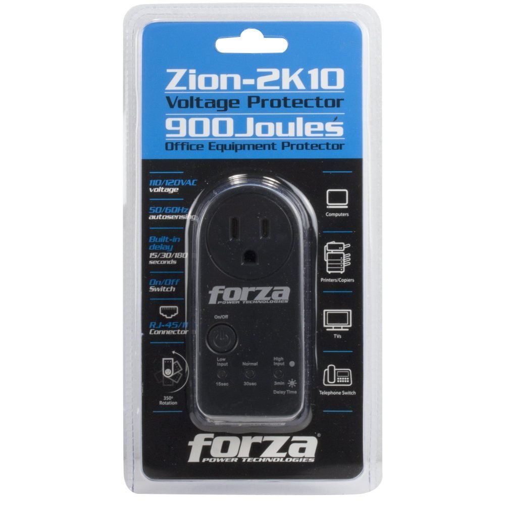 Forza Surge Zion 2K10 - Supresor de sobrevoltaje - 110V US - 1 RJ45 - 1 Salida - Rango de Voltaje 90-140 VAC - Proteccion de Picos IMAX 18000A - Color Negro - Imagen 5