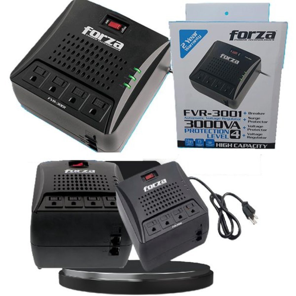 Forza FVR Series FVR-3001 - Regulador automático de voltaje - CA 110/120 V - 1500 vatios - 3000 VA - conectores de salida: 4 - Imagen 2