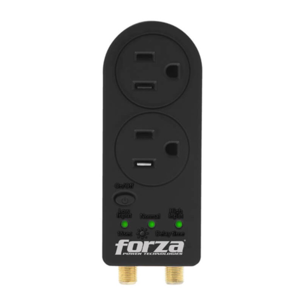 Forza Power Technologies - Automatic voltage regulator - Forza Voltage Protector FVP-0200C Coaxial 2 Out 110V US Plug - Imagen 2