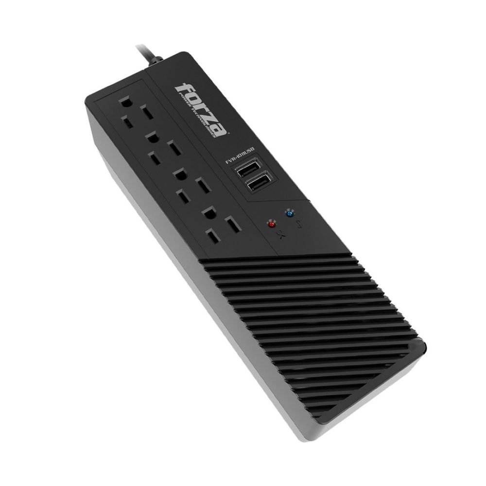 Forza FVR Series FVR-1011USB - Regulador automático de voltaje - CA 115 V - 500 vatios - 1000 VA - conectores de salida: 4 - negro - Imagen 7