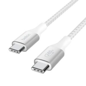 [Empaque Dañado] Belkin BoostCharge - Cable USB - 24 pin USB-C (M) a 24 pin USB-C (M) - USB 2.0 - 2 m - compatible con hasta 240 W de potencia - blanco