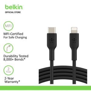 [Empaque Dañado] Belkin BoostCharge - Cable Lightning - 24 pin USB-C macho a Lightning macho - 1 m - negro - suministro de potencia USB (18W)