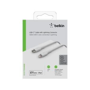 [Empaque Dañado] Belkin BoostCharge - Cable Lightning - 24 pin USB-C macho a Lightning macho - 1 m - blanco - suministro de potencia USB (18W)