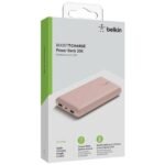 [Empaque Dañado] Belkin - Cargador portátil - 20000 mAh - 15 vatios - 3 A - 3 conectores de salida (24 pin USB-C, 2 x USB) - en el cable: USB-C - oro rosa