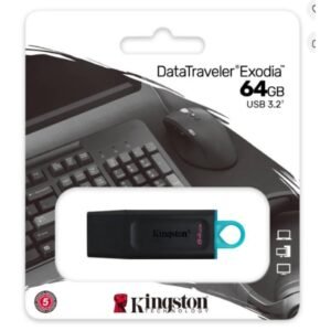 [Reparado c/ Accesorios] Kingston DataTraveler Exodia - Unidad flash USB - 64 GB - USB 3.2 Gen 1 - negro con turquesa