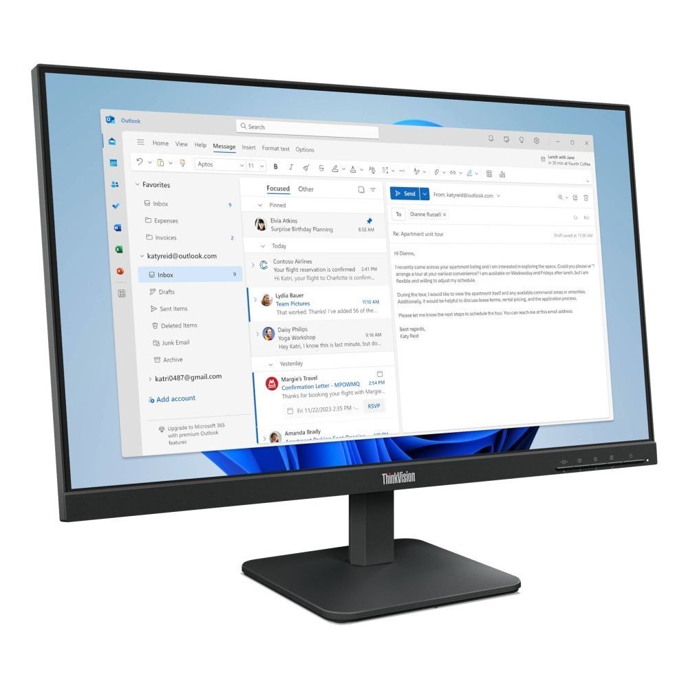 Lenovo ThinkVision S24-4e - WLED - 23.8" - FHD (1920x1080) - IPS - VGA / HDMI - Raven Black -3-year warranty - Imagen 6