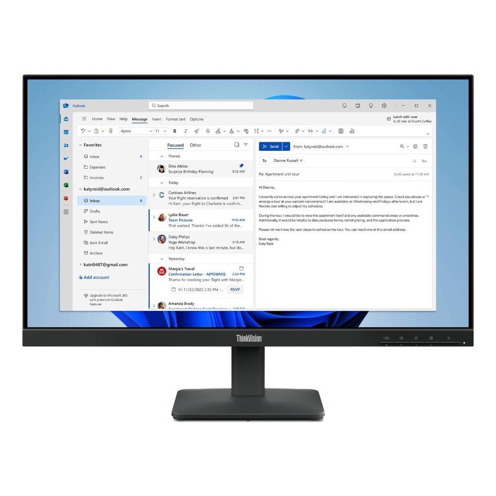 Lenovo ThinkVision S24-4e - WLED - 23.8" - FHD (1920x1080) - IPS - VGA / HDMI - Raven Black -3-year warranty - Imagen 8