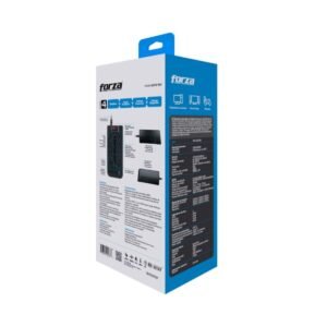 Regulador de Voltaje Forza FVR-1221USB - 1200VA, 8 Tomas y 2 Puertos USB (Empaque Dañado)